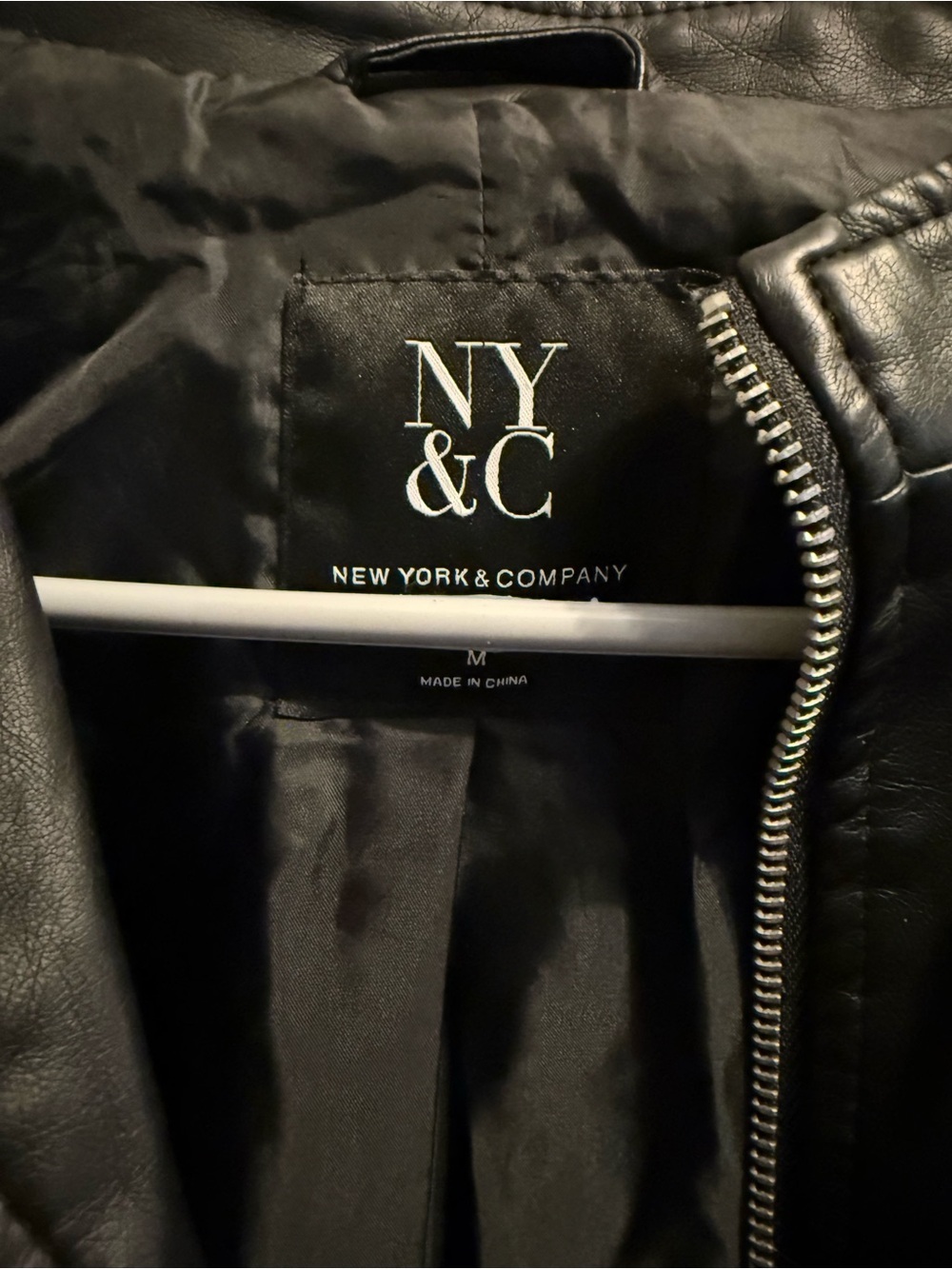 New York & Company Black Faux Leather Zip-Front Jacket - Picture 3 of 4